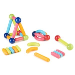 Jeu de construction magnétique 36 pièces cubes-barres-blocs et bâtonnets